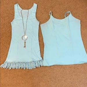 Aqua/Mint Colored Tank and Cami